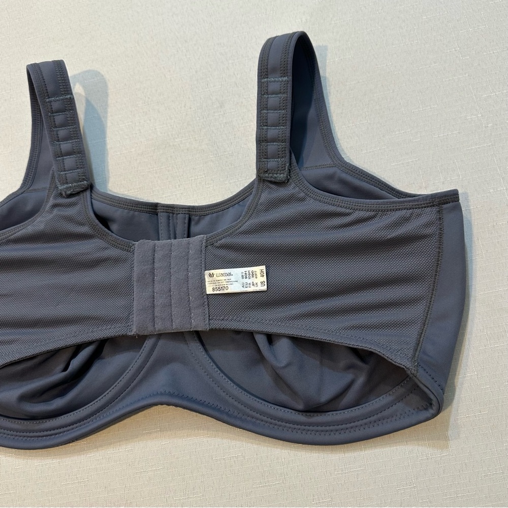 Wacoal Gray High Impact Underwire Sports Bra 40H Supportive - Picture 5 of 15